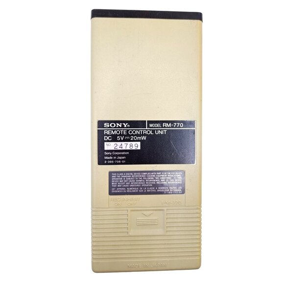 Sony Betamax Remote Control RM770 VCR Vintage OEM Genuine Tested Works 24789 - Picture 2 of 3